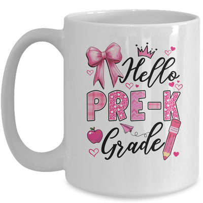 Hello Preschool First Day Of School Coquette Teacher Girl Mug | teecentury