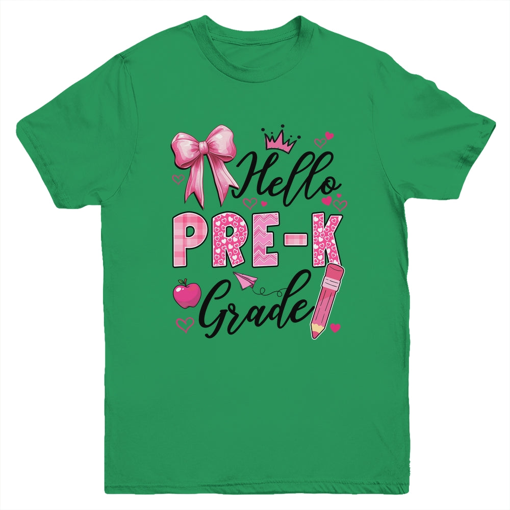Hello Preschool First Day Of School Coquette Teacher Girl Youth Shirt | teecentury