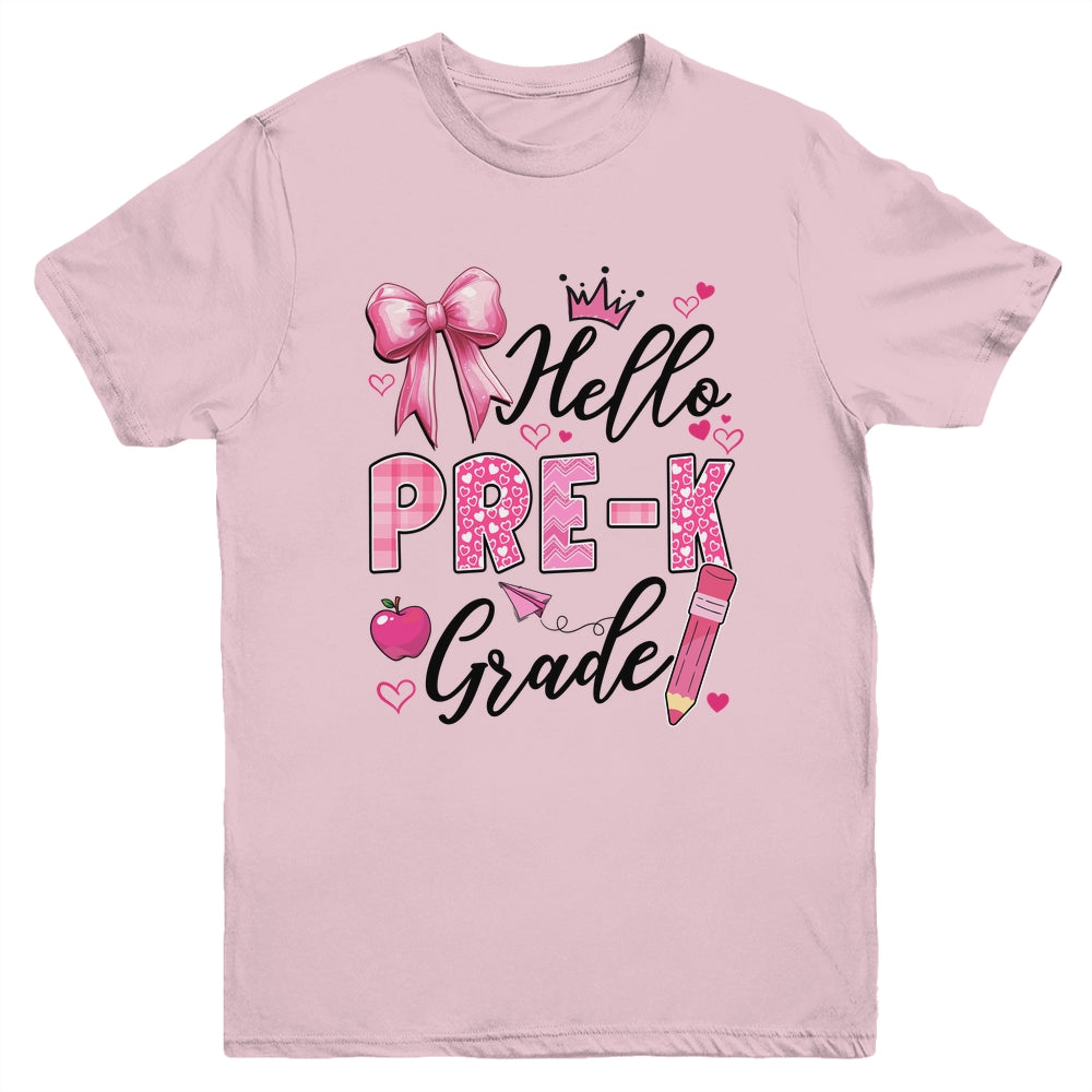 Hello Preschool First Day Of School Coquette Teacher Girl Youth Shirt | teecentury