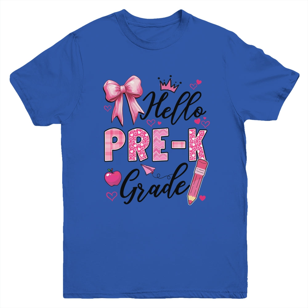 Hello Preschool First Day Of School Coquette Teacher Girl Youth Shirt | teecentury