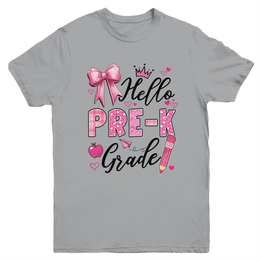 Hello Preschool First Day Of School Coquette Teacher Girl Youth Shirt | teecentury