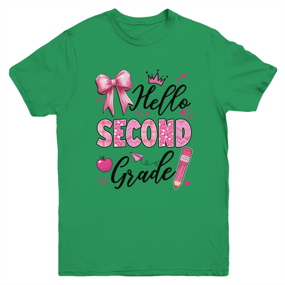 Hello Second Grade First Day Of School Coquette Teacher Girl Youth Shirt | teecentury