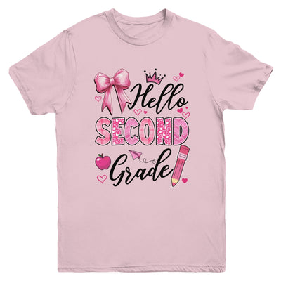 Hello Second Grade First Day Of School Coquette Teacher Girl Youth Shirt | teecentury