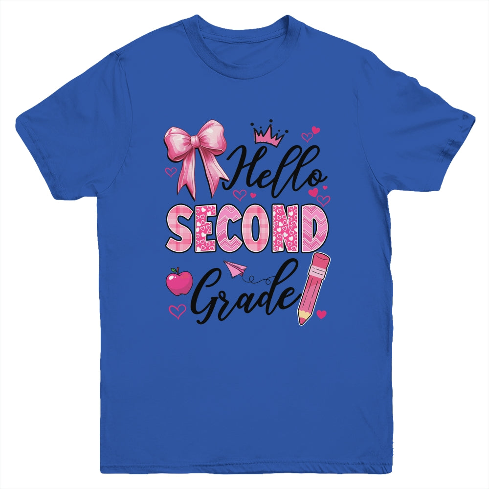 Hello Second Grade First Day Of School Coquette Teacher Girl Youth Shirt | teecentury
