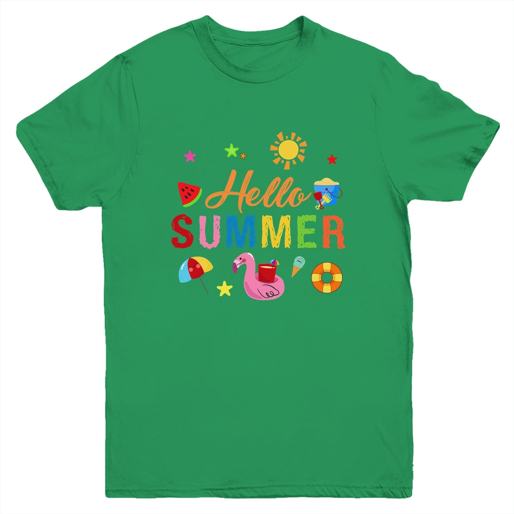 Hello Summer Happy Last Day School Summer Vacation For Kids Youth Shirt | teecentury