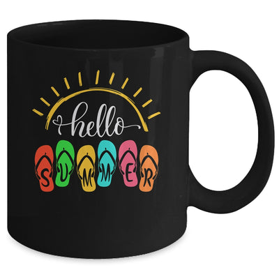 Hello Summer Vacation Flip Flops Colorful Beach Vacation Mug | teecentury