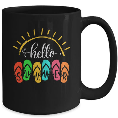 Hello Summer Vacation Flip Flops Colorful Beach Vacation Mug | teecentury