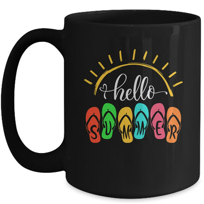 Hello Summer Vacation Flip Flops Colorful Beach Vacation Mug | teecentury