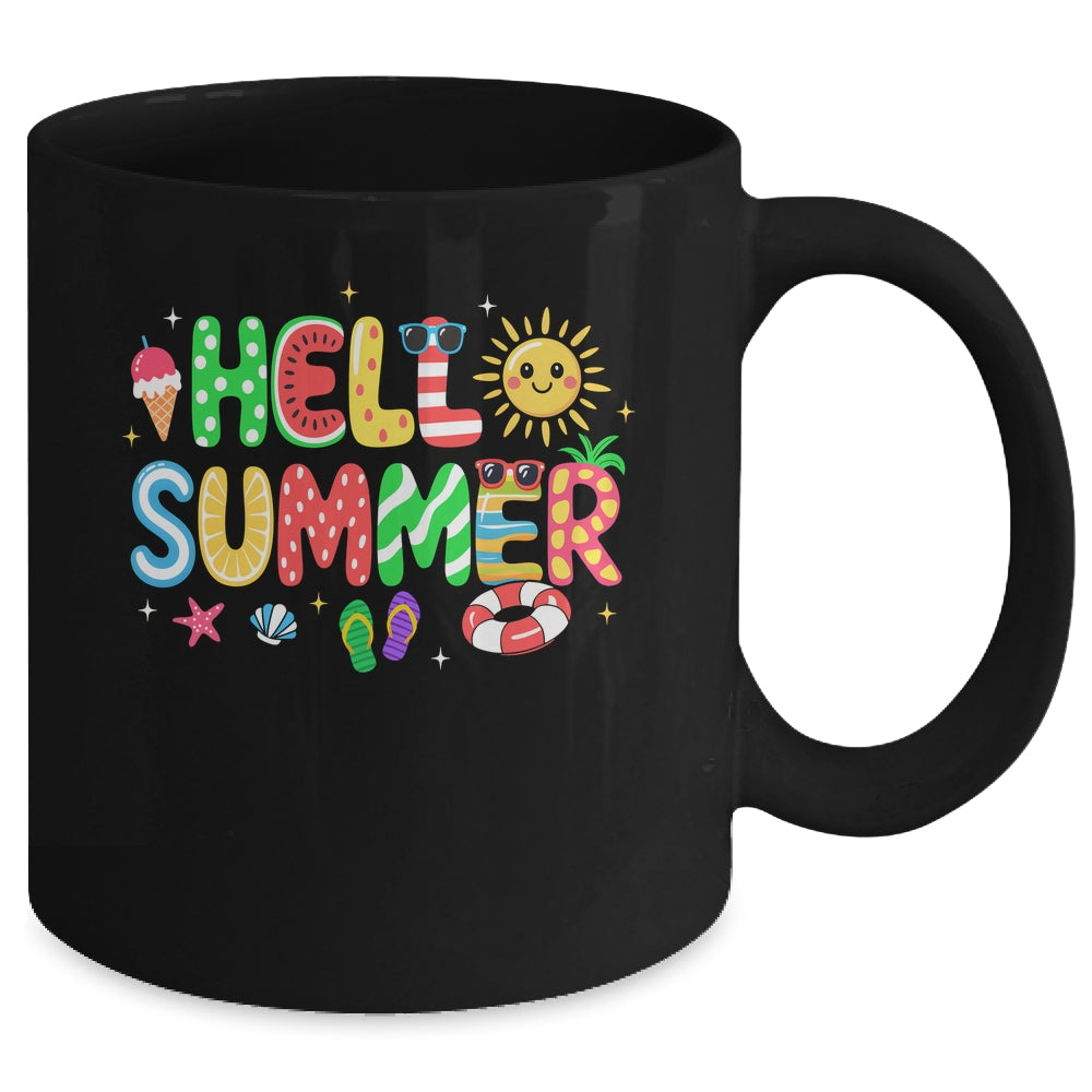 Hello Summer Vacation Ice Cream Popsicle Watermelon Beach Mug | teecentury