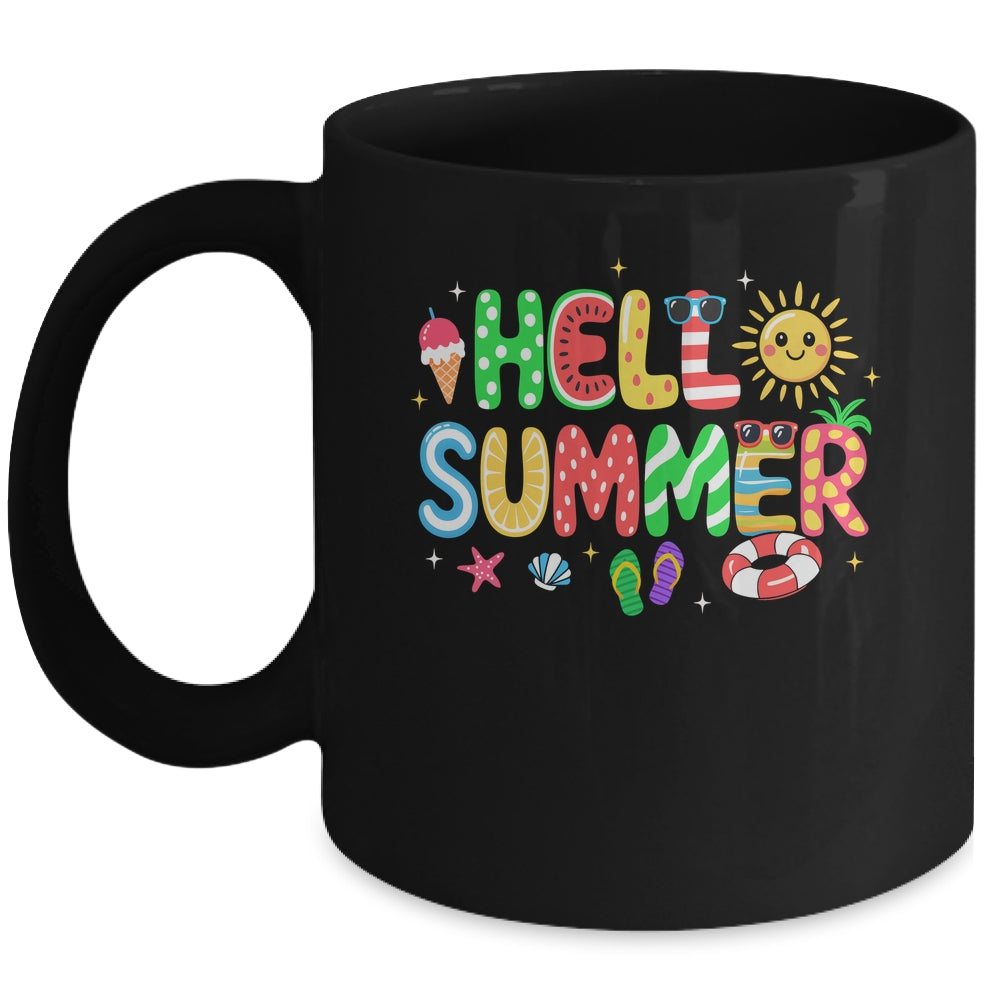 Hello Summer Vacation Ice Cream Popsicle Watermelon Beach Mug | teecentury