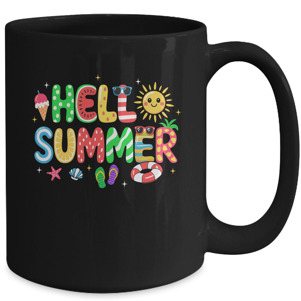 Hello Summer Vacation Ice Cream Popsicle Watermelon Beach Mug | teecentury