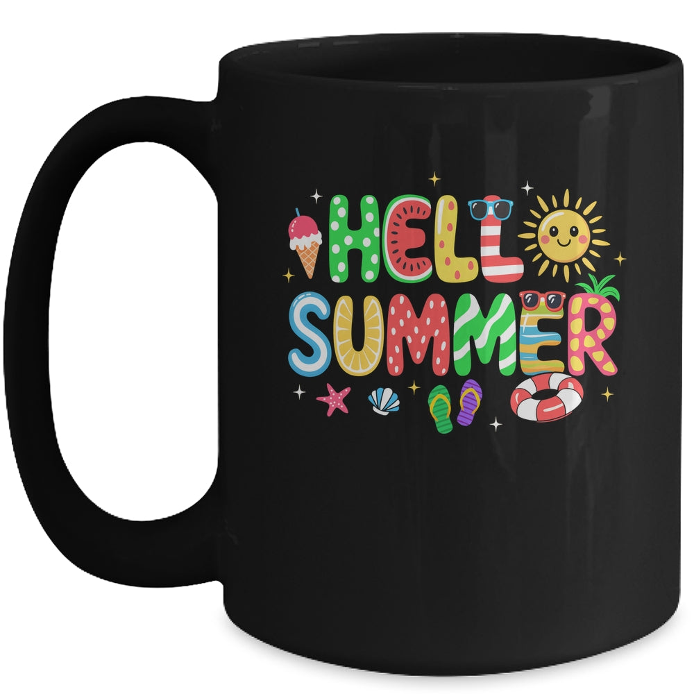 Hello Summer Vacation Ice Cream Popsicle Watermelon Beach Mug | teecentury