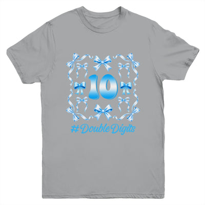 Hello Ten Double Digits Blue Coquette Bow 10th Birthday Girl Youth Shirt | teecentury