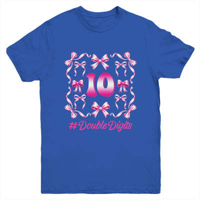 Hello Ten Double Digits Pink Coquette Bow 10th Birthday Girl Youth Shirt | teecentury