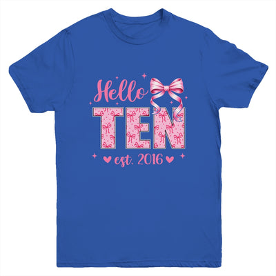 Hello Ten Est 2016 Coquette Bow 10th Birthday Girl 10 Years Youth Shirt | teecentury