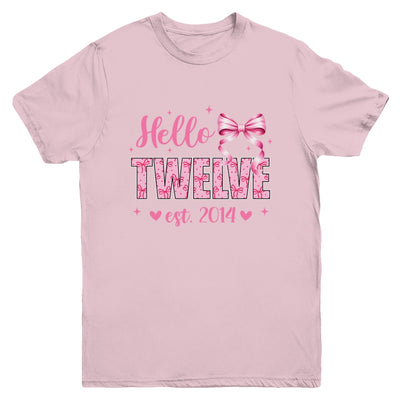 Hello Twelve Est 2014 Coquette Bow 12th Birthday Girl 12 Years Youth Shirt | teecentury