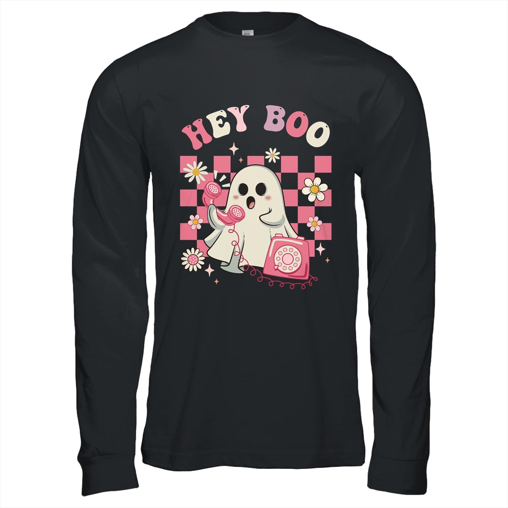 Hey Boo Groovy Cute Ghost Funny Halloween Womens Kids Shirt & Hoodie | teecentury