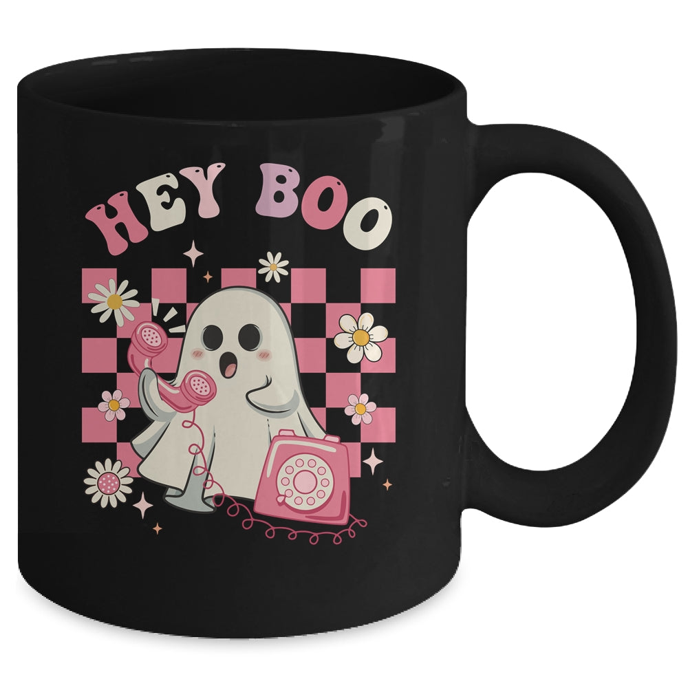 Hey Boo Groovy Cute Ghost Funny Halloween Womens Kids Mug | teecentury