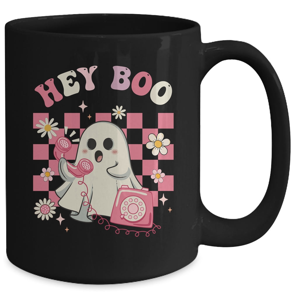 Hey Boo Groovy Cute Ghost Funny Halloween Womens Kids Mug | teecentury