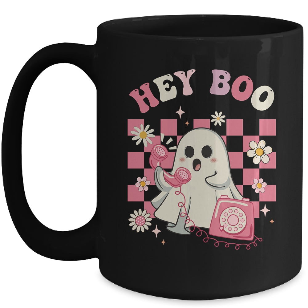 Hey Boo Groovy Cute Ghost Funny Halloween Womens Kids Mug | teecentury