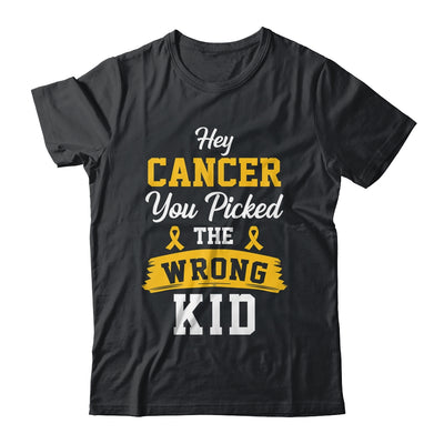 Hey Cancer You Picked The Wrong Kid Childhood Cancer Ribbon Shirt & Hoodie | teecentury