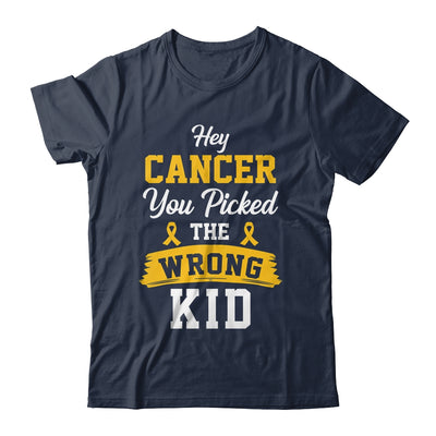 Hey Cancer You Picked The Wrong Kid Childhood Cancer Ribbon Shirt & Hoodie | teecentury