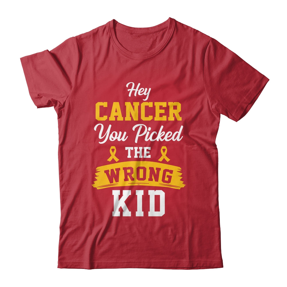 Hey Cancer You Picked The Wrong Kid Childhood Cancer Ribbon Shirt & Hoodie | teecentury
