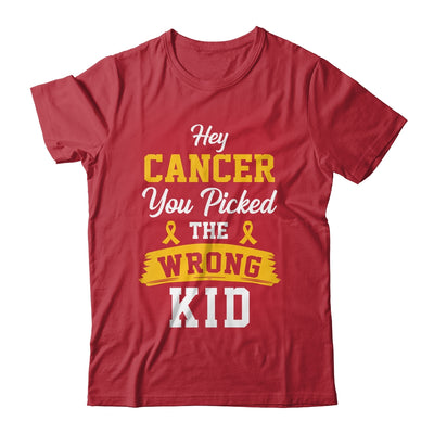 Hey Cancer You Picked The Wrong Kid Childhood Cancer Ribbon Shirt & Hoodie | teecentury
