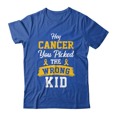 Hey Cancer You Picked The Wrong Kid Childhood Cancer Ribbon Shirt & Hoodie | teecentury