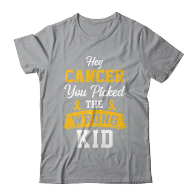 Hey Cancer You Picked The Wrong Kid Childhood Cancer Ribbon Shirt & Hoodie | teecentury