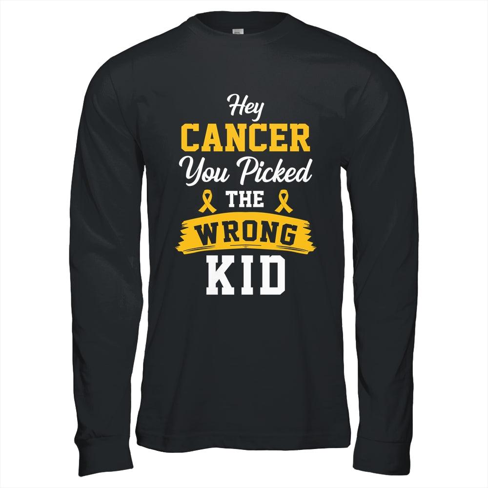 Hey Cancer You Picked The Wrong Kid Childhood Cancer Ribbon Shirt & Hoodie | teecentury