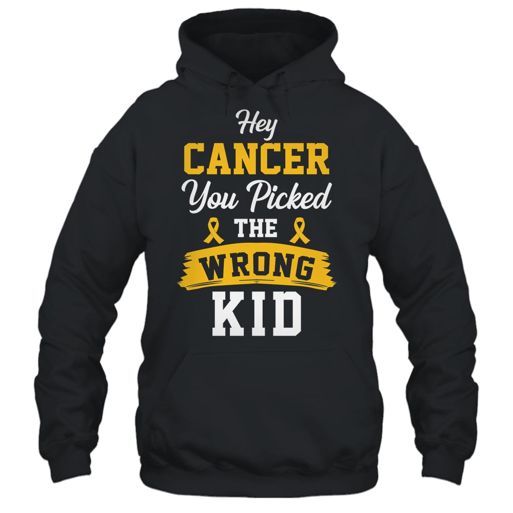 Hey Cancer You Picked The Wrong Kid Childhood Cancer Ribbon Shirt & Hoodie | teecentury