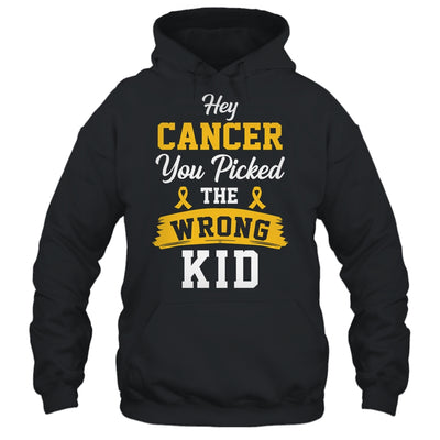 Hey Cancer You Picked The Wrong Kid Childhood Cancer Ribbon Shirt & Hoodie | teecentury