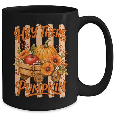 Hey There Pumpkin Striped Fall Autumn Retro Thanksgiving Mug | teecentury