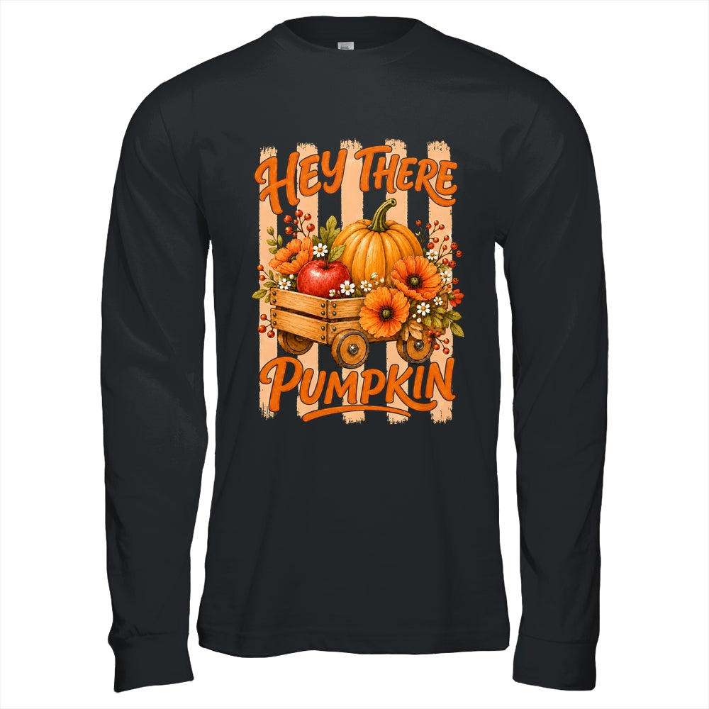 Hey There Pumpkin Striped Fall Autumn Retro Thanksgiving Shirt & Hoodie | teecentury