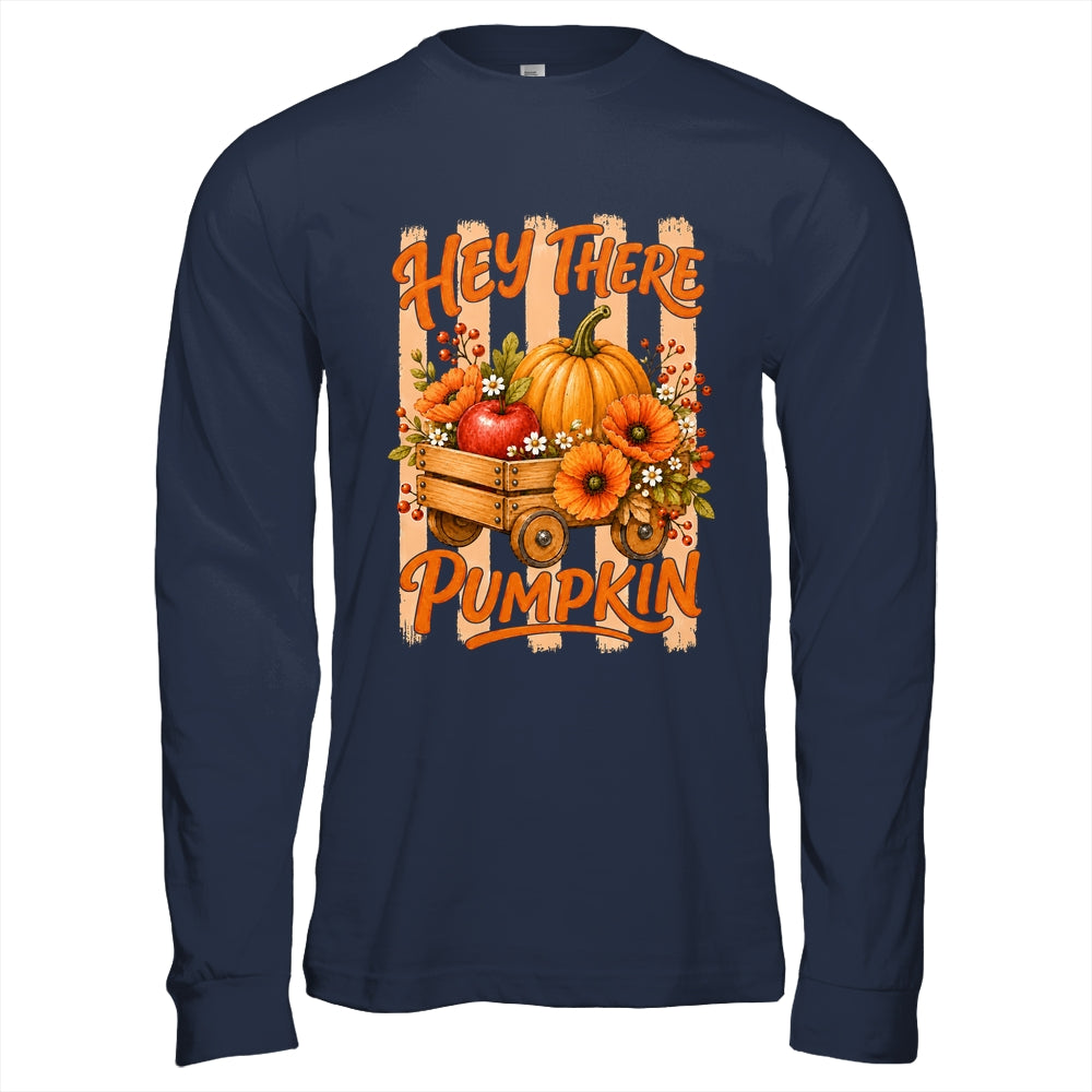 Hey There Pumpkin Striped Fall Autumn Retro Thanksgiving Shirt & Hoodie | teecentury