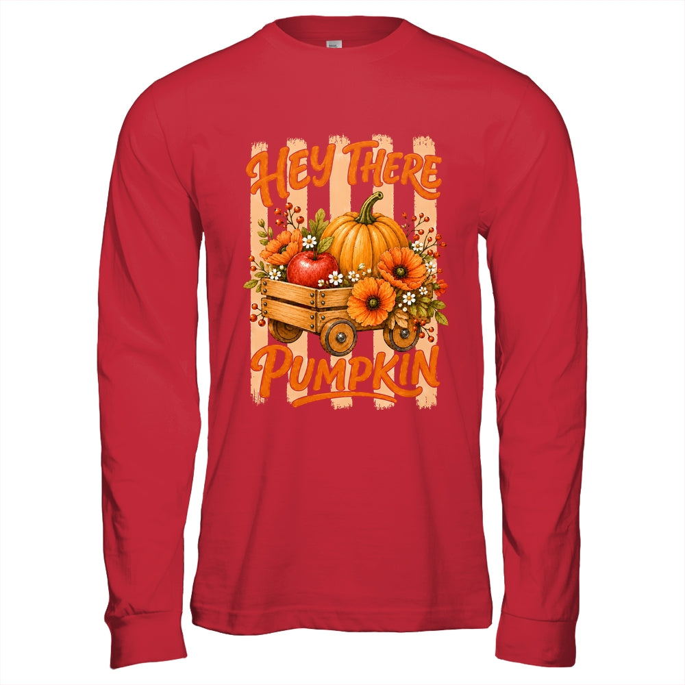 Hey There Pumpkin Striped Fall Autumn Retro Thanksgiving Shirt & Hoodie | teecentury