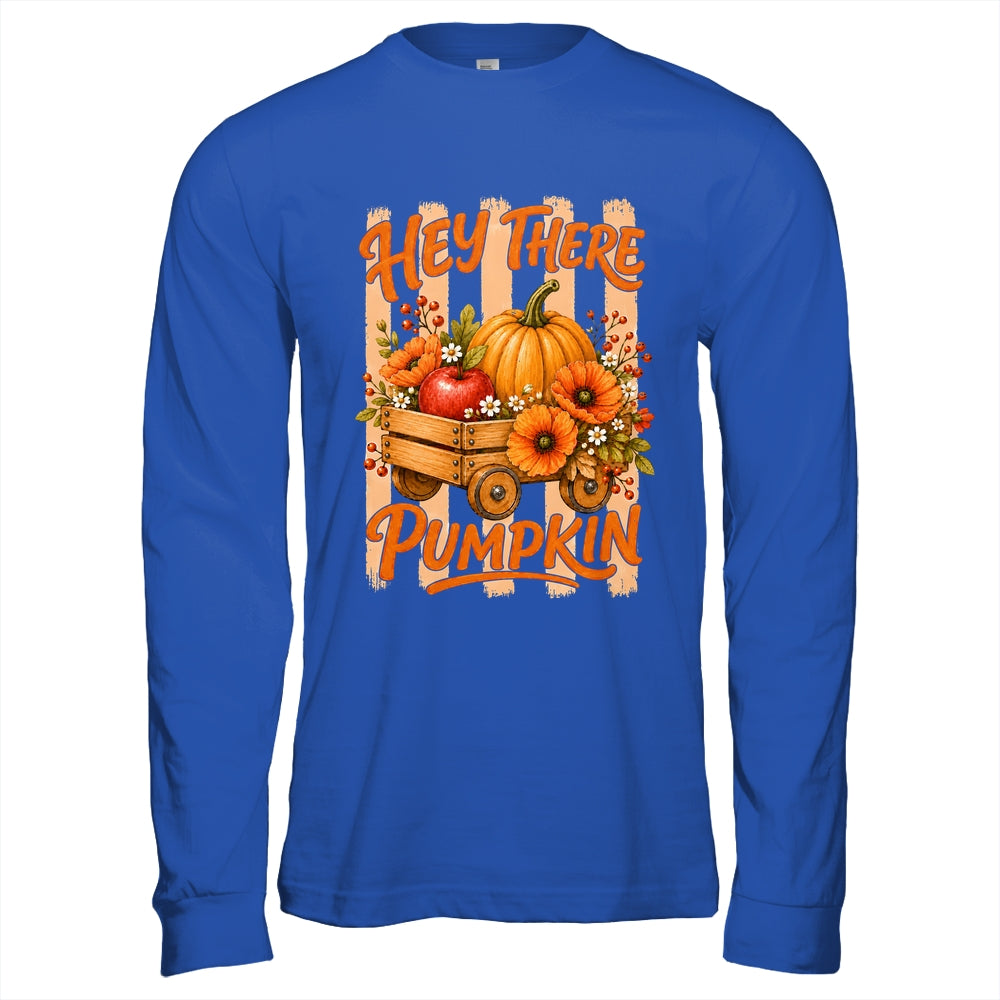 Hey There Pumpkin Striped Fall Autumn Retro Thanksgiving Shirt & Hoodie | teecentury