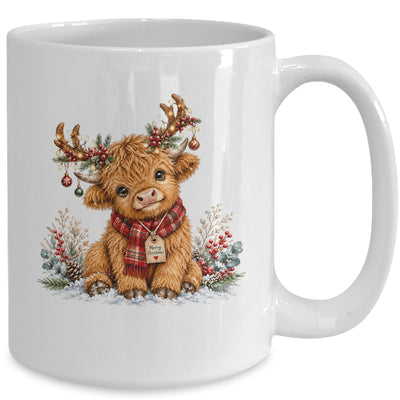 Highland Cow Christmas Watercolor Holiday Cute Women Girl Mug | teecentury