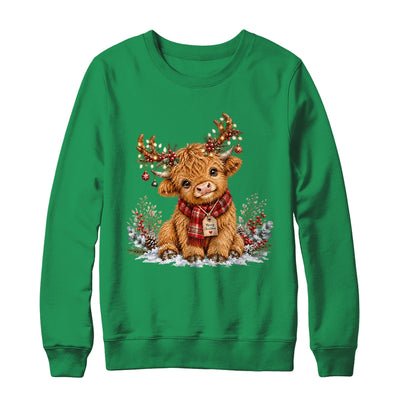 Highland Cow Christmas Watercolor Holiday Cute Women Girl Shirt & Sweatshirt | teecentury