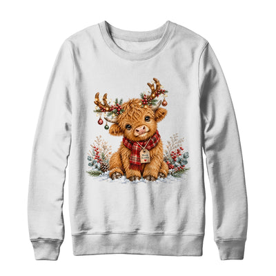 Highland Cow Christmas Watercolor Holiday Cute Women Girl Shirt & Sweatshirt | teecentury