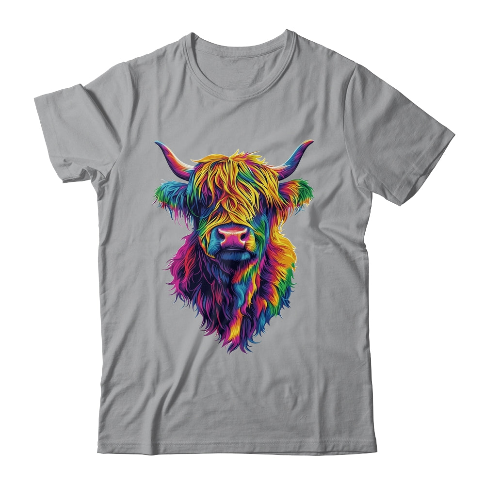 Highland Cow Colorful Lover Design For Girls Women Mom Woman Shirt & Tank Top | teecentury