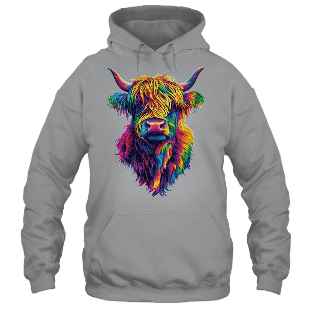 Highland Cow Colorful Lover Design For Girls Women Mom Woman Shirt & Tank Top | teecentury
