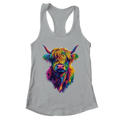 Highland Cow Colorful Lover Design For Girls Women Mom Woman Shirt & Tank Top | teecentury