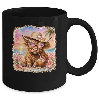 Highland Cow Cute Cow Summer Beach Leopard Women Girl Mug | teecentury