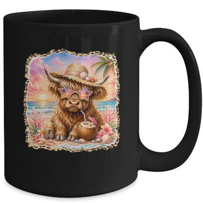 Highland Cow Cute Cow Summer Beach Leopard Women Girl Mug | teecentury