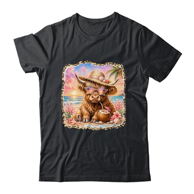 Highland Cow Cute Cow Summer Vibes Leopard Women Girl Shirt & Tank Top | teecentury