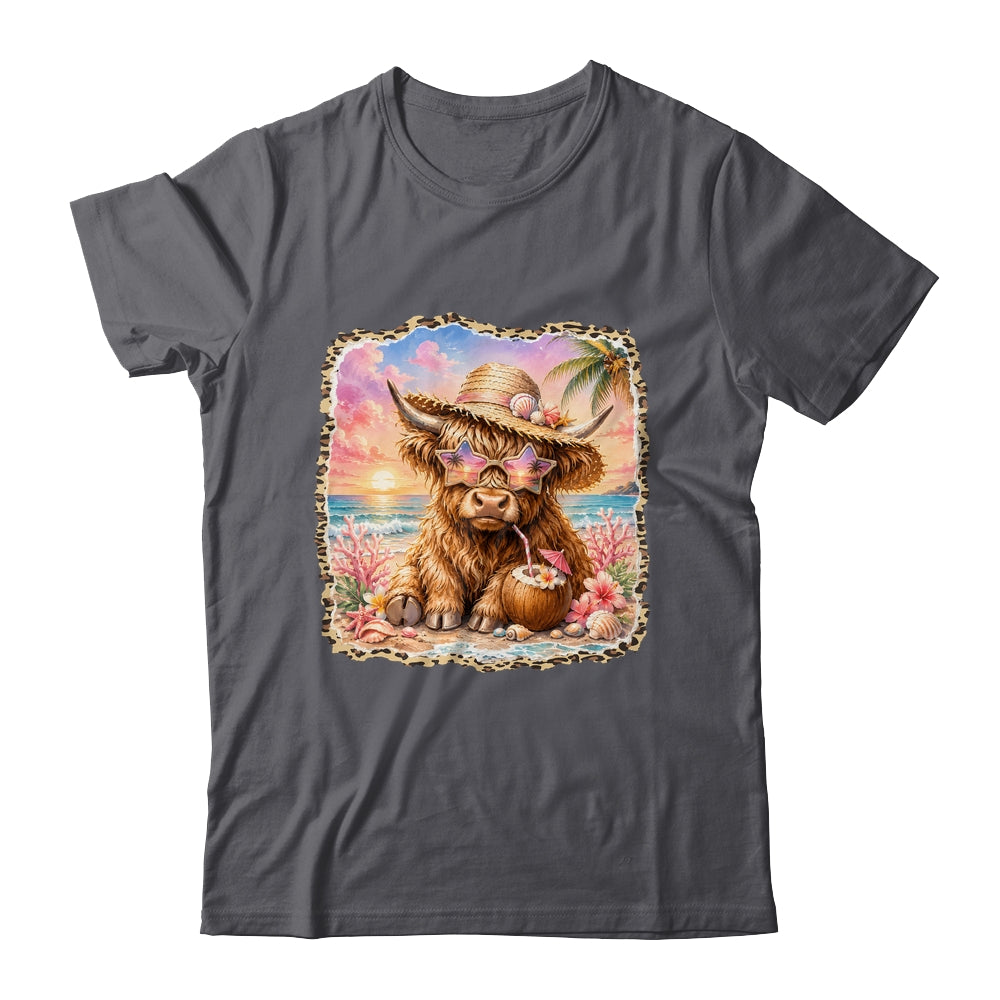 Highland Cow Cute Cow Summer Vibes Leopard Women Girl Shirt & Tank Top | teecentury