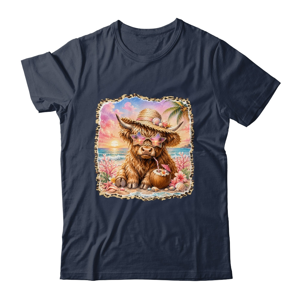 Highland Cow Cute Cow Summer Vibes Leopard Women Girl Shirt & Tank Top | teecentury
