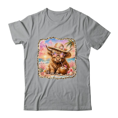Highland Cow Cute Cow Summer Vibes Leopard Women Girl Shirt & Tank Top | teecentury